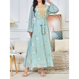 Middle Eastern Arabic Collar Dress Dubai Export Women's Loose Abaya Long Robe Gown