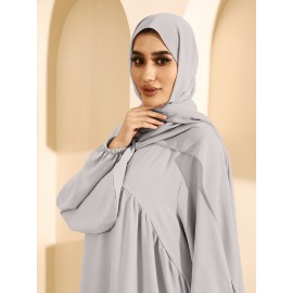 1pc Women'S Elegant Abaya Dress - Loose Fit Solid Color Muslim Prayer Dress with Belt, Lightweight Breathable Fabric for Spring Summer Fall, Casual & Formal Wear, Modest Muslim Women'S Clothing