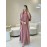 Middle Eastern Muslim Fashion Long Sleeve Embroidered Contrast Lace Patchwork Abaya Dress and Hijab Three-Piece Set