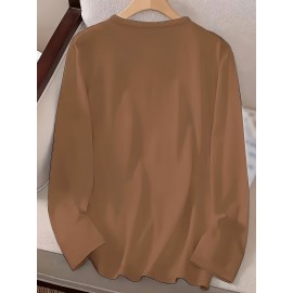 Women's Western Cowboy Graphic Long Sleeve Top - Vintage HOWDY Print with Hat & Bandana Design, Soft Grey All-Season Casual Shirt, Machine Washable Round Neck Women's Clothing, Seasonal Fashion, Comfortable Fit