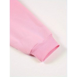 2pcs Set Women'S Casual New York Monogram Print Long Sleeve Knitted Polyester Spandex Crew Neck Sweatshirt & Sweatpants Set, Comfortable Stretch Fabric, 250g/m² 230g/m², for Fall, Winter, Outdoor Use