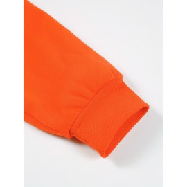 2pcs Set Women'S Casual New York Monogram Print Long Sleeve Knitted Polyester Spandex Crew Neck Sweatshirt & Sweatpants Set, Comfortable Stretch Fabric, 250g/m² 230g/m², for Fall, Winter, Outdoor Use