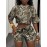 2pcs Women'S Casual Suit, Crew Neck Short Sleeve T-Shirt and Shorts Set, Branch Print Fabric Outfit, New Spring/Summer Island Vacation Wear for 2025