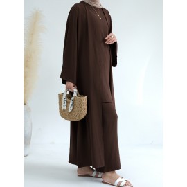A Three-Piece Suit (Jacket + Short-Sleeved Shirt + Pants), Muslim Dress Woman Open Abaya Femme Open Abaya Abaya Été Abaya Femme Women Abaya Muslim Dress Robe Été Abaya Femme